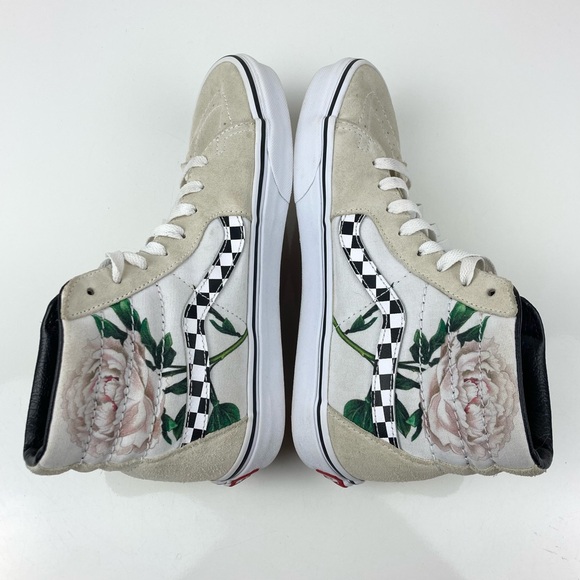 Vans Women’s Sk8-Hi “Checker Floral” White Cream Rose Skate Shoes Size 8.5 - Picture 6 of 11
